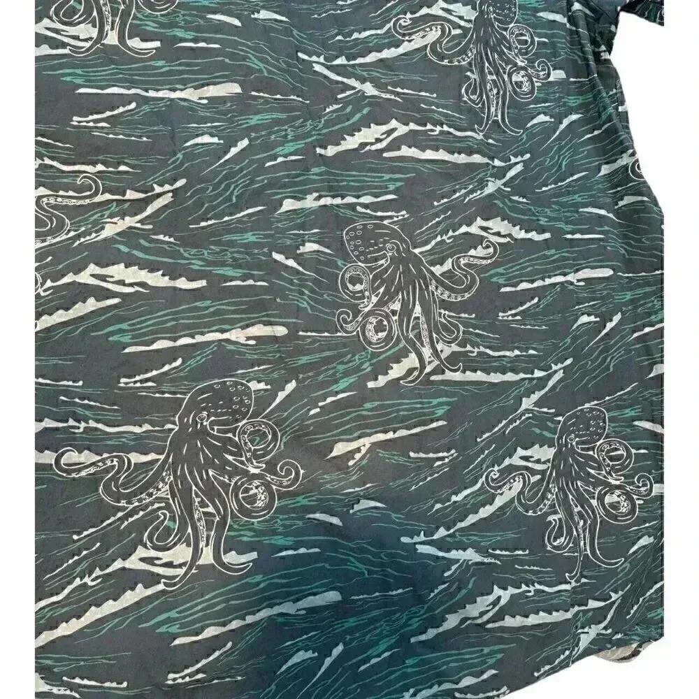 Galoha Kraken/Octopus print Organic Cotton Button Up Men's size 2XL - Picture 3 of 6